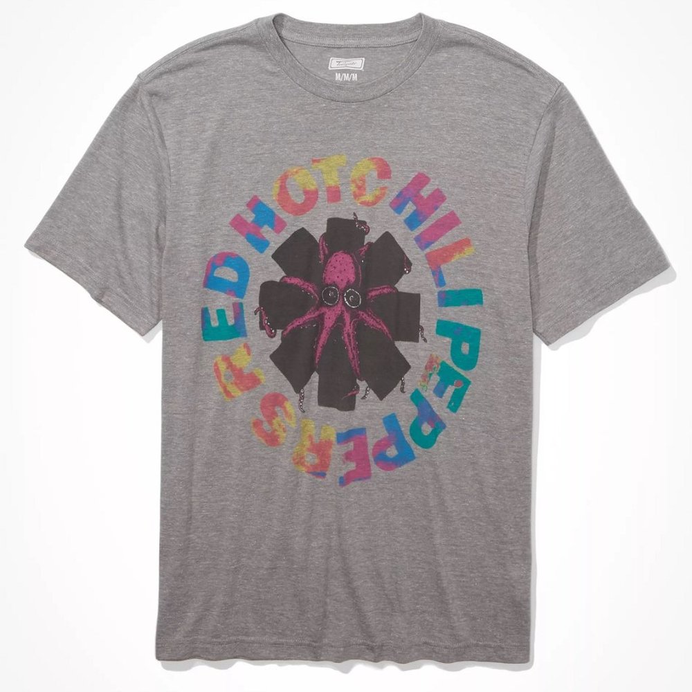 American Eagle Tailgate Men's Red Hot Chili Peppers Gray Graphic T-Shirt - Large